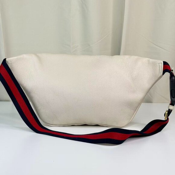 Gucci GG Logo White Large Bum Bag with Green Red Stripes - Picture 3 of 8